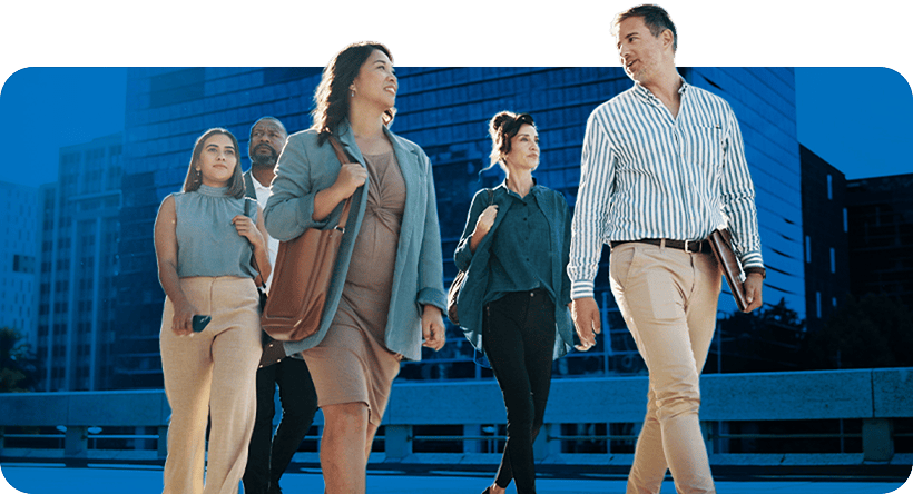 An image of people walking across the street